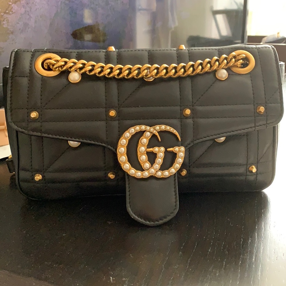 Gucci Small GG Marmont Matelassé Embellished Purse